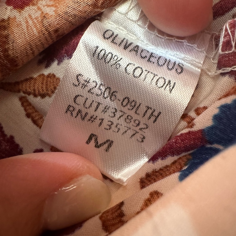 Olivaceous Floral Top with Blue and Brown Accents - Picture 4 of 4